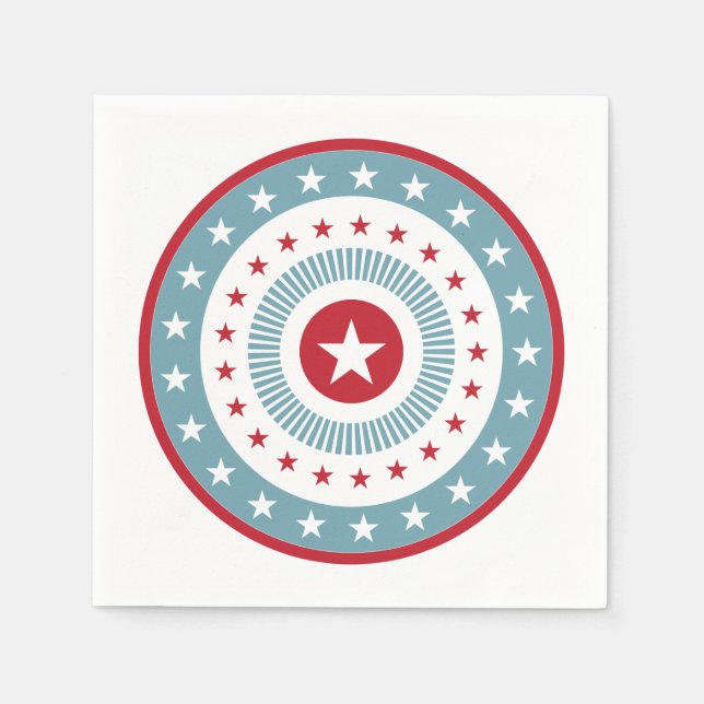 Serviette En Papier Étoiles et rayures 4 juillet ensemble de serviette (Devant)