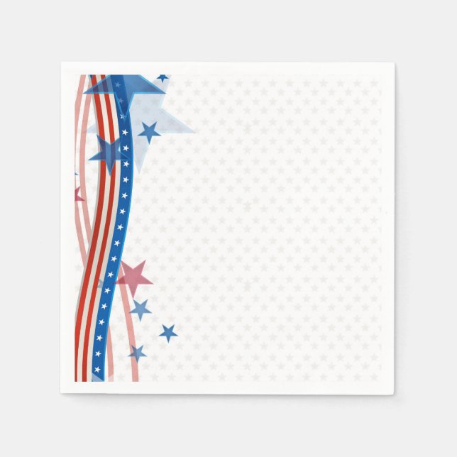 Serviette En Papier Étoiles et rayures patriotiques (Devant)