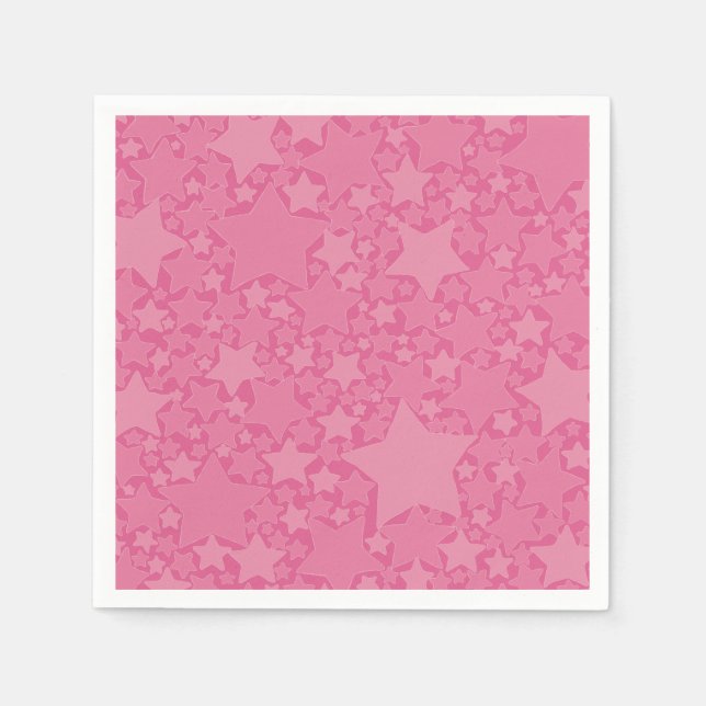 Serviette En Papier Étoiles, Étoiles, Étoiles - Rose (Devant)