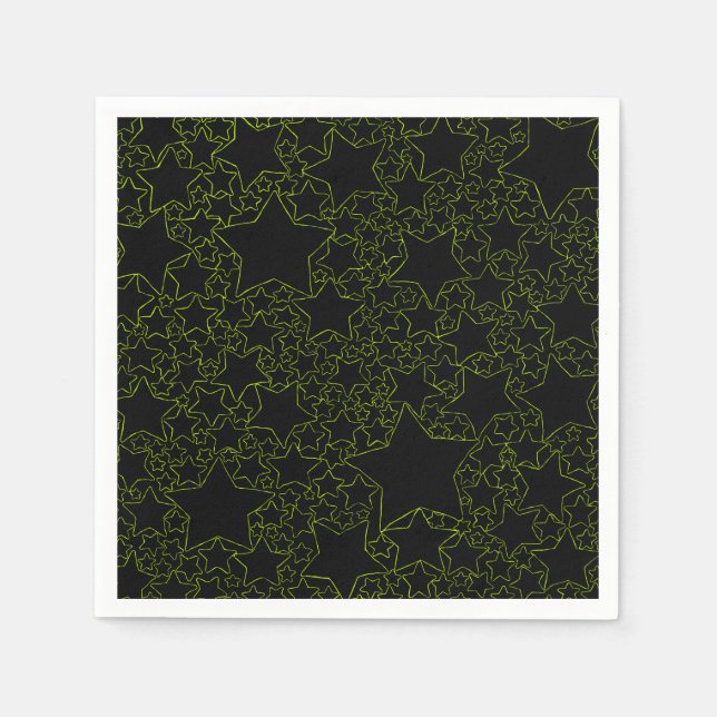 Serviette En Papier Étoiles, Étoiles, Étoiles - Vert citron (Devant)