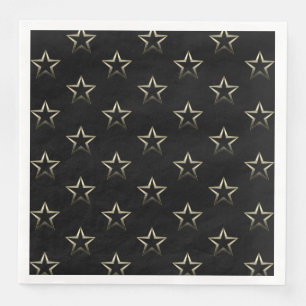 Serviette En Papier Étoiles métalliques d'argent sur le noir