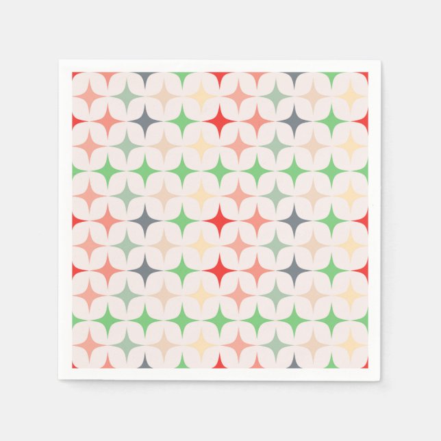 Serviette En Papier Étoiles modernes du milieu du siècle (Devant)