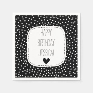 Serviette En Papier Étoiles noires et blanches