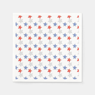 Serviette En Papier Étoiles Patriotique Rouge Blanc Bleu