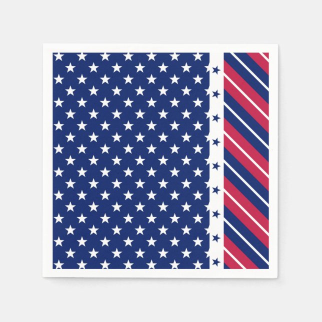 Serviette En Papier Étoiles patriotiques rayures Juillet 4 Pique-nique (Devant)