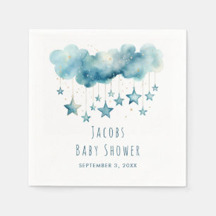Serviette En Papier Étoiles rêve baby shower bleu étoiles serviette