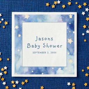 Serviette En Papier Etoiles rêve baby shower bleu invitation