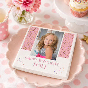 Serviette En Papier Étoiles roses paillettes anniversaire enfants fill