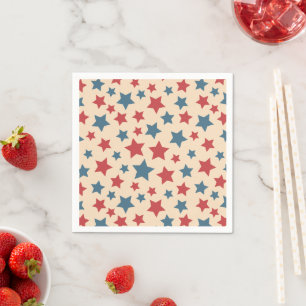 Serviette En Papier Etoiles rouges et bleues, 4 juillet, Arrière - pla