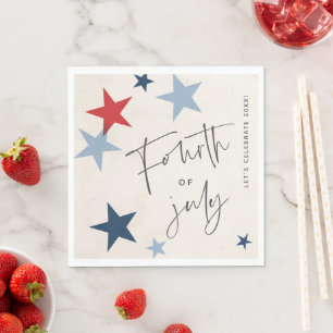Serviette En Papier Étoiles Rouges et Bleues Fête Américaine du 4 Juil