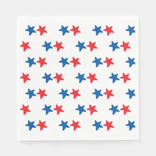 Serviette En Papier Étoiles rouges et bleues   Patriotique / 4 juillet