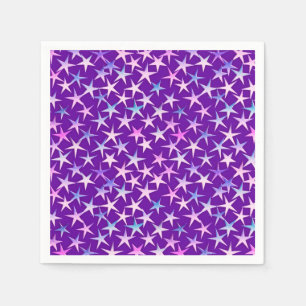 Serviette En Papier Étoiles satinées, lavande sur fond pourpre