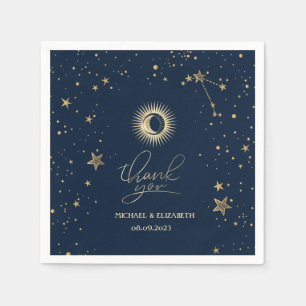Serviette En Papier Étoiles Soleil Or Céleste Et Lune