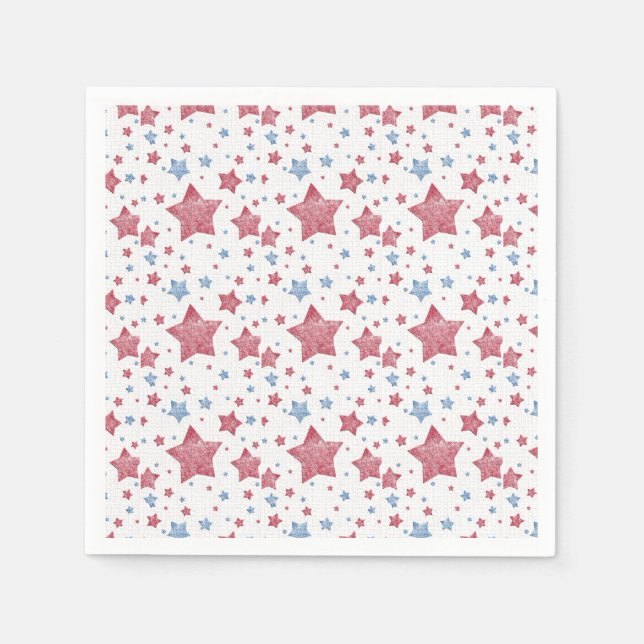 Serviette En Papier Étoiles texturées 4 juillet célébration (Devant)