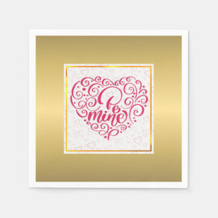 Serviette En Papier Être à moi" Texte vintage : Joyeuse Saint-Valentin