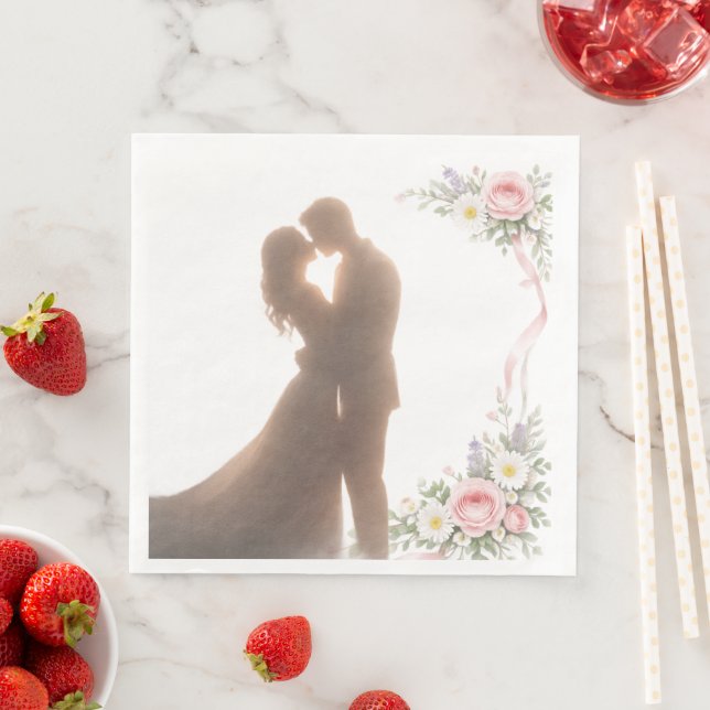 Serviette En Papier Étreinte dorée au coucher du soleil - Romantique (En situation)