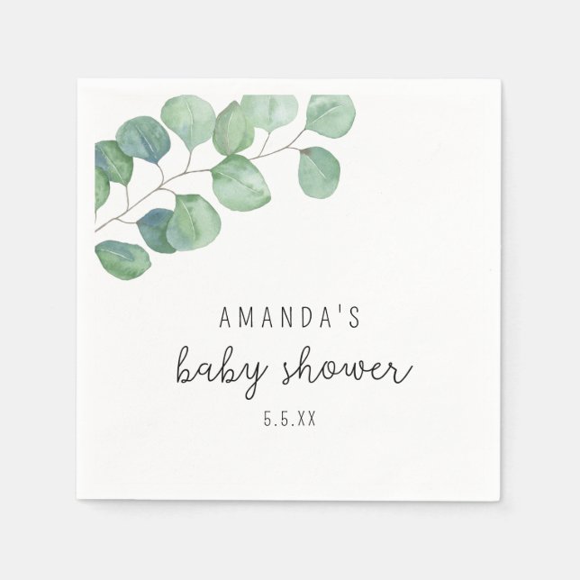 Serviette En Papier Eucalyptus - baby shower (Devant)