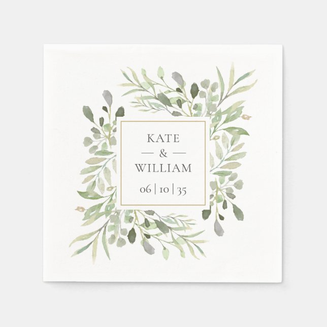Serviette En Papier Eucalyptus Botanique Mariage Feuilles de verdure (Devant)