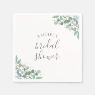 Serviette En Papier Eucalyptus Élégant Mariage Shower Bleu Poussiéreux