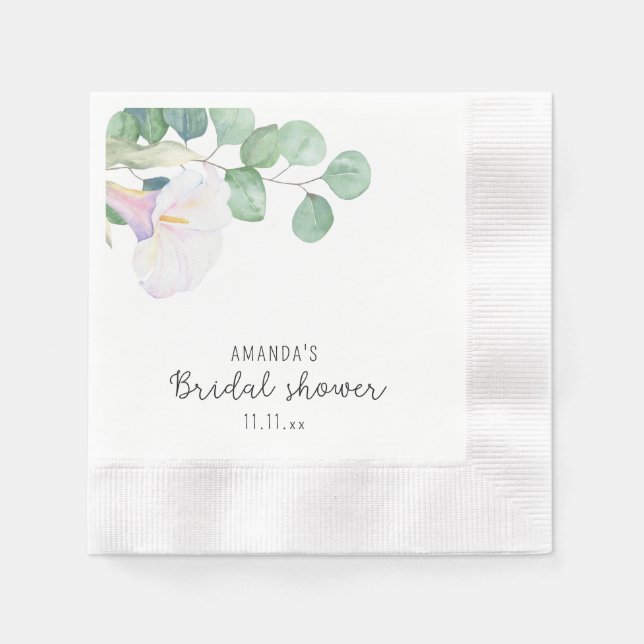 Serviette En Papier Eucalyptus et fleur de calla - douche nuptiale (Devant)