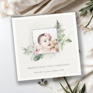 Serviette En Papier Eucalyptus Fern Foliage Photo Première Communion S