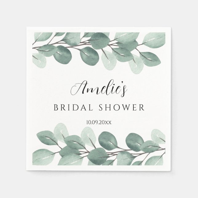 Serviette En Papier Eucalyptus Fête des mariées rustique (Devant)