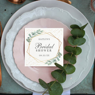 Serviette En Papier Eucalyptus Feuille D'Or Géométrique Baby Shower De