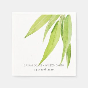 SERVIETTE EN PAPIER EUCALYPTUS FEUILLE MONOGRAMME DU FOLIAGE DE COULEU