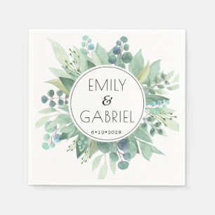 Serviette En Papier Eucalyptus Feuille Vert Mariage Papier Napkin