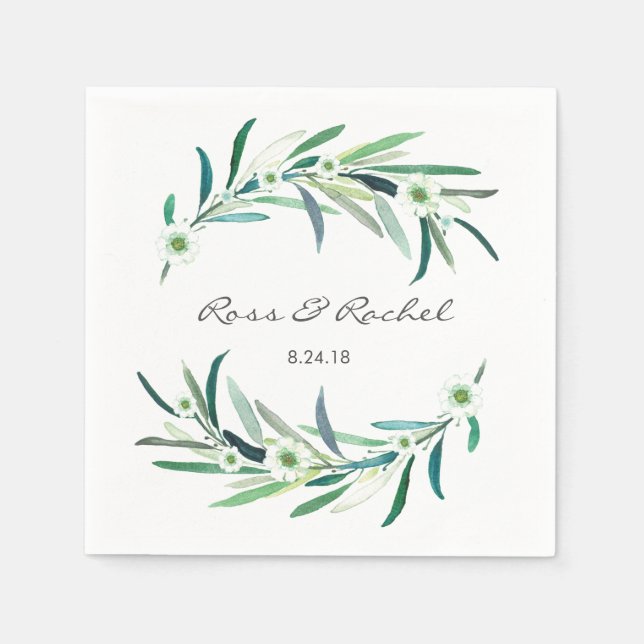 Serviette En Papier Eucalyptus Floral Mariage personnalisé Napkin (Devant)