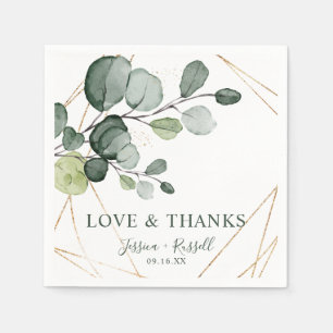 Serviette En Papier Eucalyptus Gold Abstrait Love and Thanks Paper