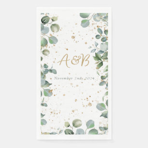 Serviette En Papier Eucalyptus Gold Parties scintillant - Vert