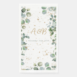 Serviette En Papier Eucalyptus Gold Parties scintillant - Vert