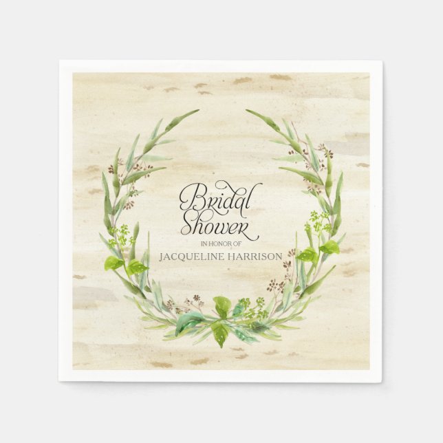 Serviette En Papier Eucalyptus Graines Feuilles Wreath Birch Bark Bois (Devant)