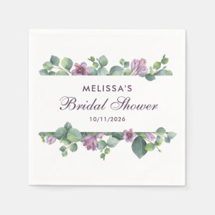 Serviette En Papier Eucalyptus Greenery Green Purple Bridal Shower 