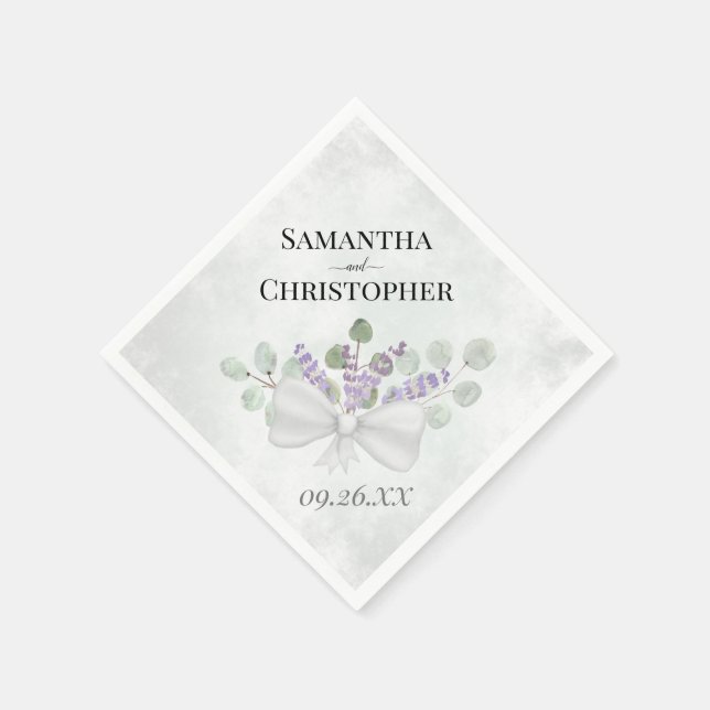 Serviette En Papier Eucalyptus & Lavender Bouquet Rustique Boho Mariag (Coin)