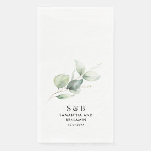 Serviette En Papier Eucalyptus Monogramme Réception de mariage botaniq