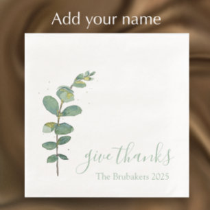 Serviette En Papier Eucalyptus Personnalisé Moderne Donner Merci Thank