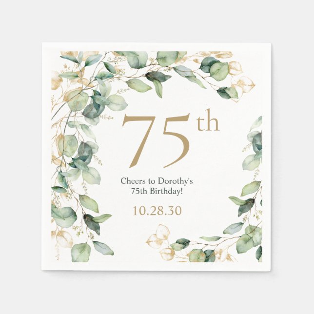 Serviette En Papier Eucalyptus pour 75e anniversaire (Devant)