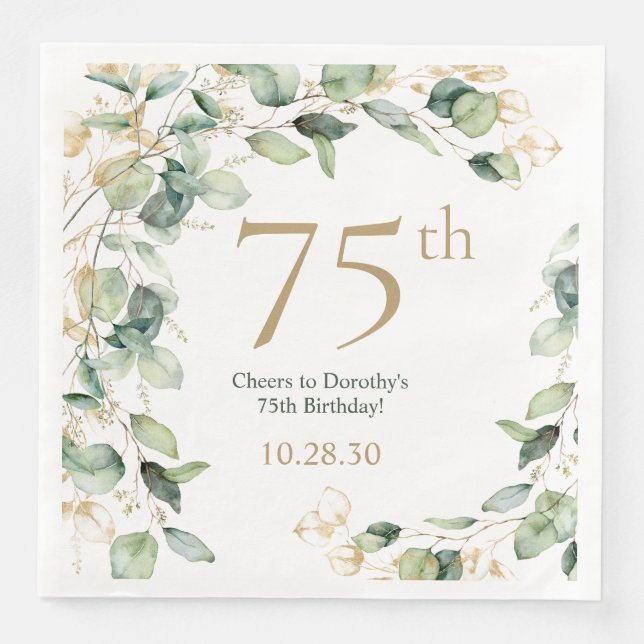 Serviette En Papier Eucalyptus pour 75e anniversaire (Devant)