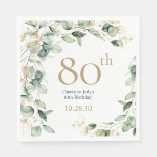 Serviette En Papier Eucalyptus pour 80e anniversaire