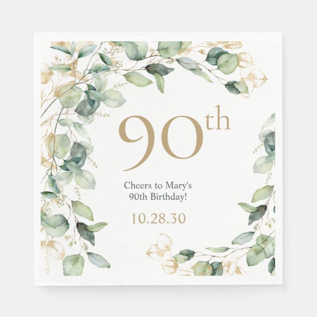 Serviette En Papier Eucalyptus pour 90e anniversaire (Devant)