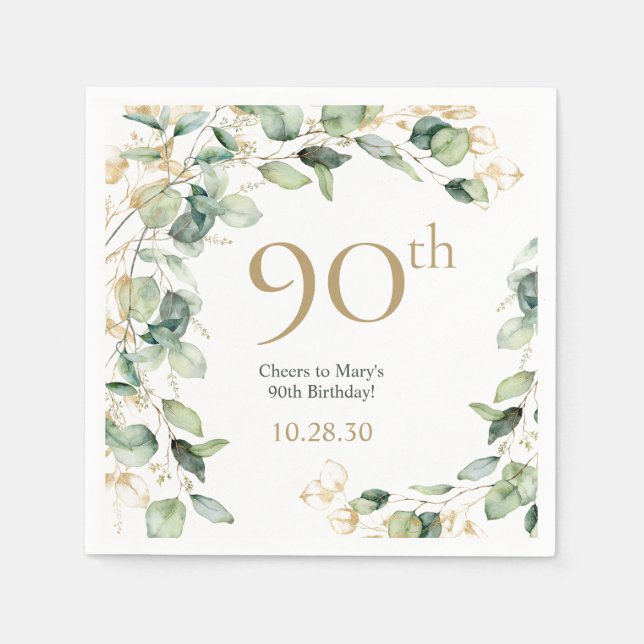 Serviette En Papier Eucalyptus pour 90e anniversaire (Devant)