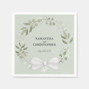 Serviette En Papier Eucalyptus rustique Wreath Élégant Mariage vert