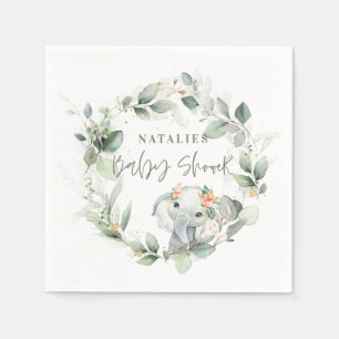 Serviette En Papier eucalyptus sauge vert mignon baby shower d'éléphan