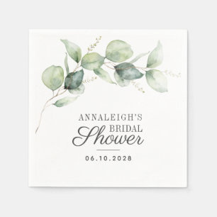 Serviette En Papier Eucalyptus Script Botanical Greenery Baby Shower M