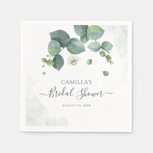 Serviette En Papier Eucalyptus Script Botanique Baby Shower de Mariage