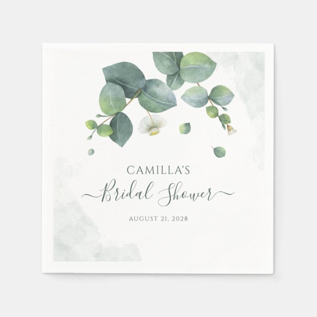 Serviette En Papier Eucalyptus Script Botanique Baby Shower de Mariage (Devant)