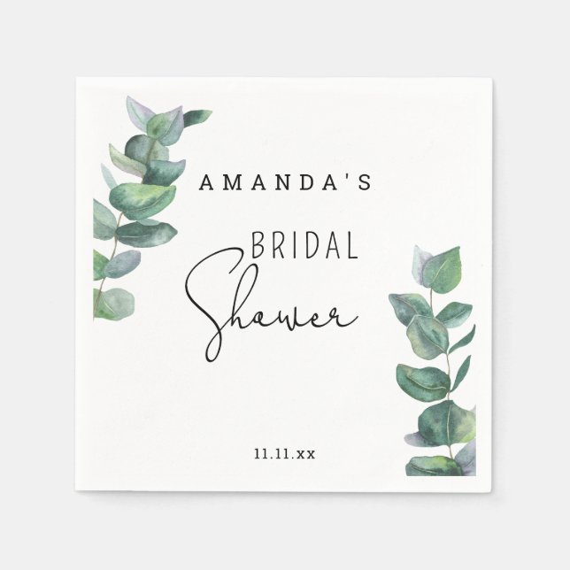 Serviette En Papier Eucalyptus - Shower de mariage  (Devant)