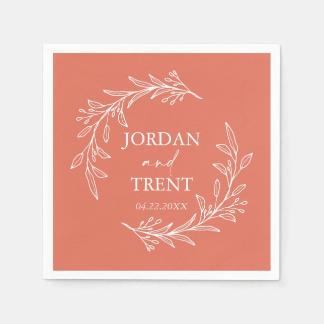 Serviette En Papier Eucalyptus Terracotta Papier de mariage personnali (Devant)